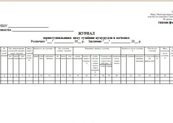 Журнал зерносушильника цеху сушіння кукурудзи в качанах (типова форма № 144)
