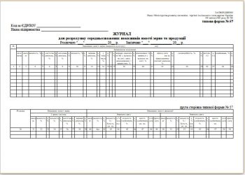 Журнал для розрахунку середньозважених показників якості зерна та продукції (типова форма № 57)