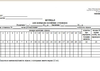 Журнал для контролю магнітних установок (типова форма № 69)