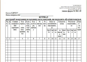 Журнал реєстрації зважування на вагонних вагах вантажів, що надходять або відпускаються (типова форма № 3ХС-29)