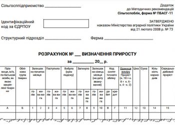 Розрахунок визначення приросту (ф. № ПБАСГ-11)